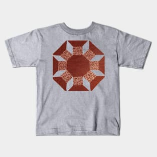 Quilt Pattern Castle in Red Kids T-Shirt